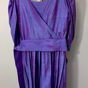 Laura Ashley Purple Iridescent Long Sleeve Dress